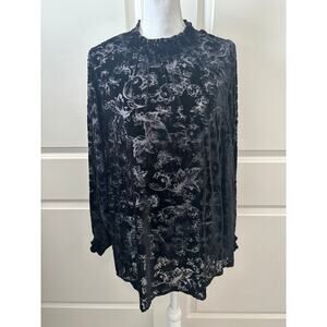Torrid Sheer Velvet Blouse with Smocked Neck size 3